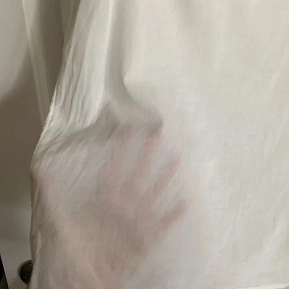 EUC womens H&M LOGG sheer white cotton blouse size 10 with appliqué flowers - Picture 5 of 5